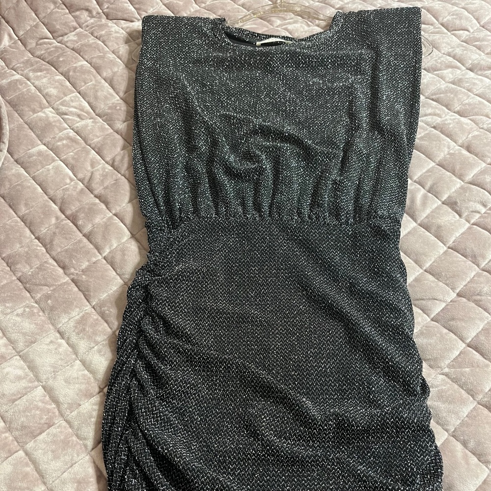 Black minidress with silver threading